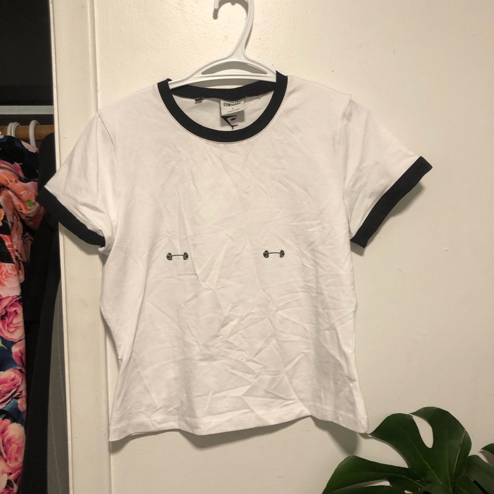 Gymshark Black and White Barbel Nip T-Shirt